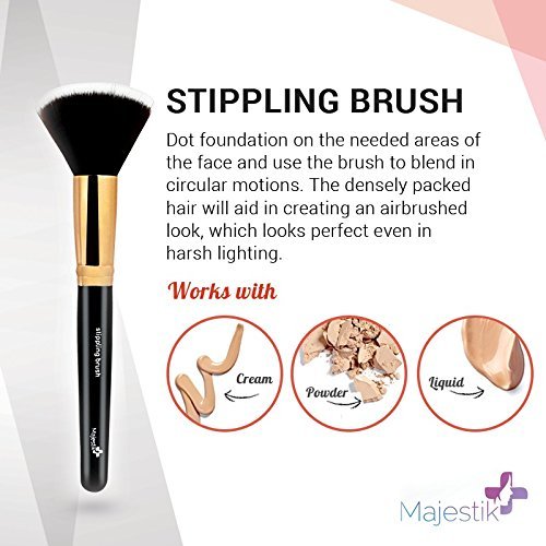 Duo de brocha mofeta de – PREMIUM (22,9 cm cepillo, mejor líquido Fundación Brush, Pincel, Brocha facial. Perfecto para profesional aerógrafo acabado.