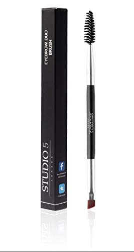 Dúo para cejas de pincel y cepillo de Studio 5 Cosmetics. Para mantener, dar forma, agregar polvo y aplicar color y gel.