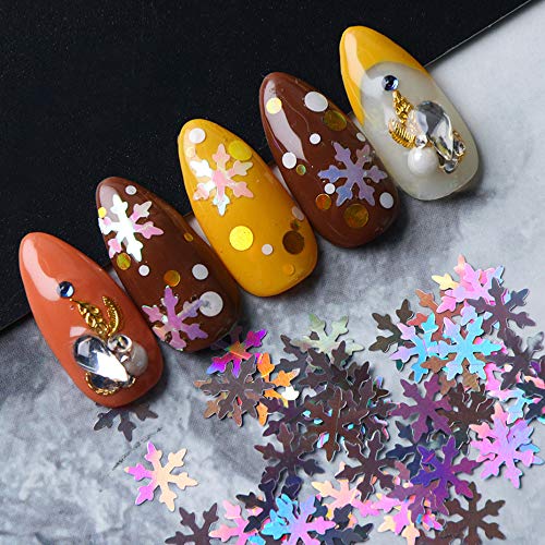 Dzmuero Decoración de lentejuelas de uñas, 24 piezas de lentejuelas de uñas, lentejuelas de decoración de uñas de copo de nieve, utilizadas para Navidad, decoración de lentejuelas de fiesta
