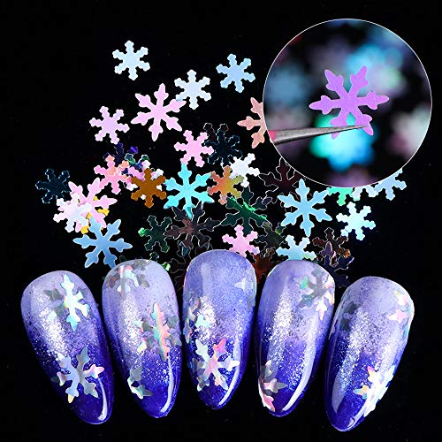 Dzmuero Decoración de lentejuelas de uñas, 24 piezas de lentejuelas de uñas, lentejuelas de decoración de uñas de copo de nieve, utilizadas para Navidad, decoración de lentejuelas de fiesta