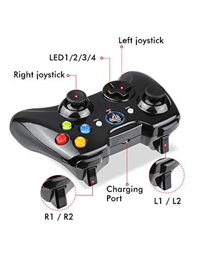 EasySMX Mando Inalámbrico, [Regalo] 2.4GHz Mandos PS3 con Batería Incorporada, Gaming Controller Gamepad Joystick con Doble Vibración para Windows/PS3/PC/Android/Tablet/Andriod TV Box/TV