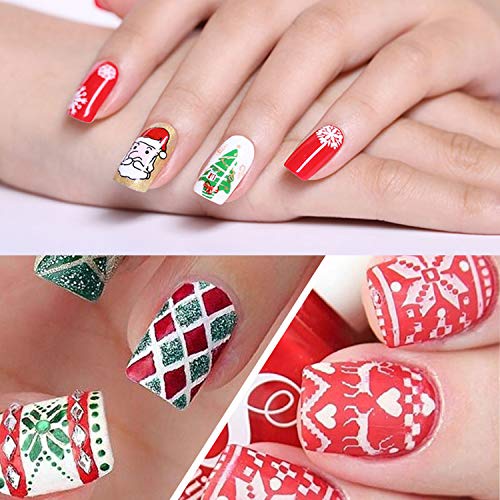 Ebanku 8Pcs Placas Uñas Estampados Navidad Nail Art Stamping Plate Christmas, Plantillas uñas Dibujos Decoracion Arte De Uñas Diy Del Clavo Del Sello Placas Estampado Manicura