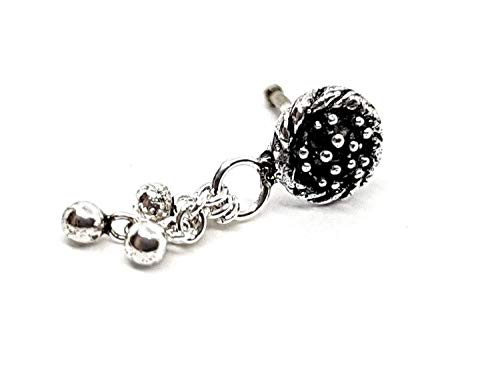 Eclectic Shop Uk Pendiente Nariz Estilo Vintage Lotus Semilla Plata Exotic 3 Cadena Bola 22G (0.6mm) 8mm Post Extremo Bola