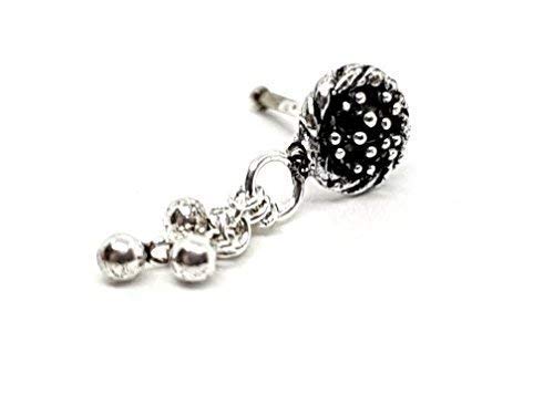 Eclectic Shop Uk Pendiente Nariz Estilo Vintage Lotus Semilla Plata Exotic 3 Cadena Bola 22G (0.6mm) 8mm Post Extremo Bola