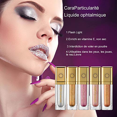 Effie Lancelot 5 Colores Sombra de Ojos líquida- Impermeable, Brillante, Resistente al agua, Maquillaje de pigmentos maquillaje set