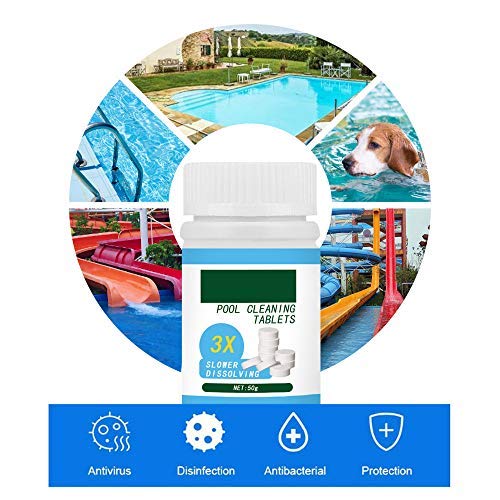 EKUPUZ Kit Dispensador Cloro Piscina,Dispensador Flotante de Piscina Tiras de Prueba de SPA 3 en 1 50 Tabletas de Cloro para Piscina Piscina Dispensadora