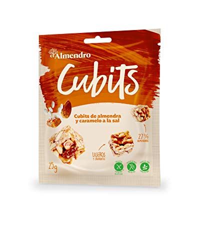 El Almendro - Cubits de Almendra y Caramelo a la Sal - 4x25 gr - Sin Gluten - Sin Aceite de Palma - Sin Aromas Artificiales