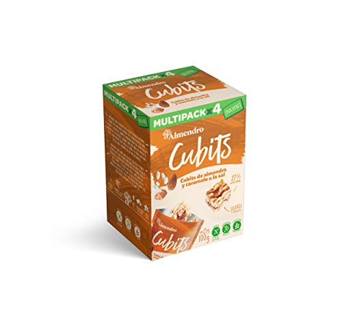 El Almendro - Cubits de Almendra y Caramelo a la Sal - 4x25 gr - Sin Gluten - Sin Aceite de Palma - Sin Aromas Artificiales