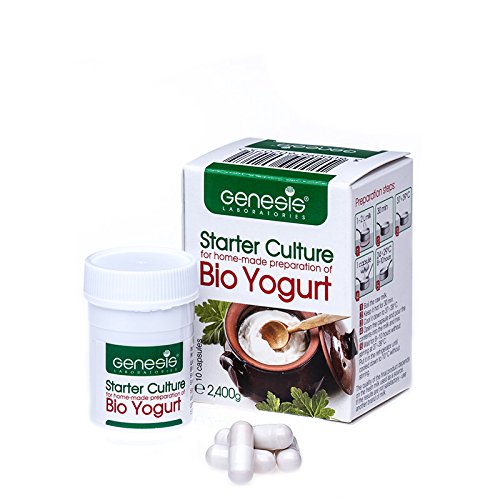 El cultivo iniciador "Genesis" para preparación casera del Bio probiótico yogur - 10 cápsulas - hasta 20 litros.