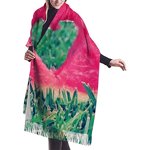 Elaine-Shop Bufanda grande Love Chal Wrap Bufanda cálida de invierno Cape Bufandas extragrandes