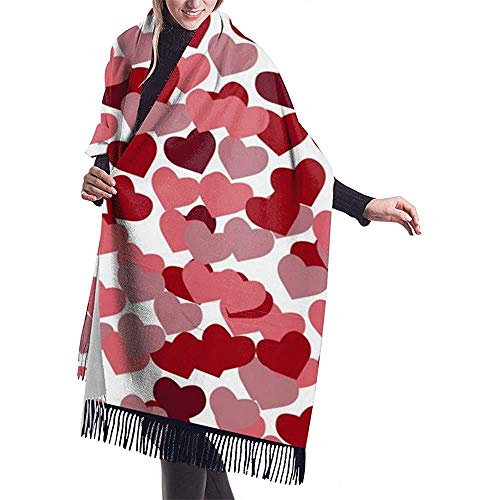Elaine-Shop Bufanda grande Love Semless Pattern De Gentle Flying Pink Shawl Wrap Bufanda cálida de invierno Cape Bufandas de gran tamaño