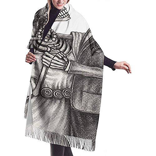 Elaine-Shop Bufanda grande Love Valentine 'S Skull Skeleton Marriage Eternal Spanish Festive Art Chal Wrap Winter Warm Scarf Cape Bufandas de gran tamaño