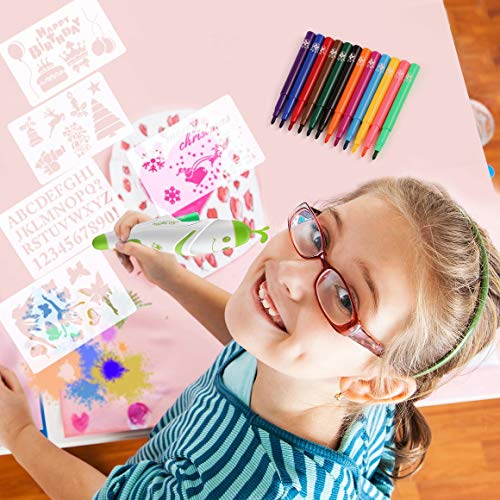 Electric Spray Art Pen Airbrush Marker Set Pluma de pintura de acuarela Pluma mágica Marcadores de colores Niños Regalo de juguete para niños Paperllong