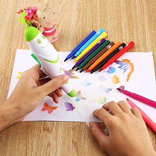 Electric Spray Art Pen Airbrush Marker Set Pluma de pintura de acuarela Pluma mágica Marcadores de colores Niños Regalo de juguete para niños Paperllong