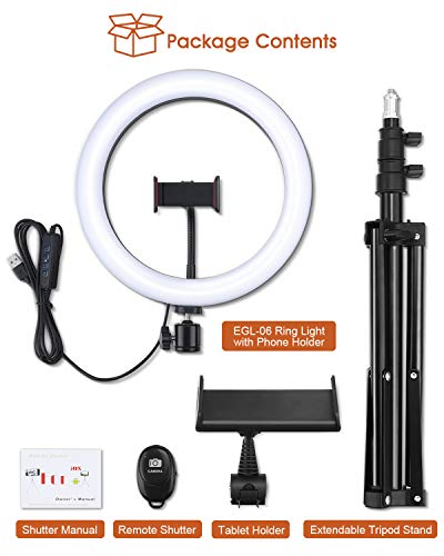 ELEGIANT Anillo de Luz Trípode LED 10.2", Aro de Luz con Trípode Soporte 1.34 m para Tableta/Móvil con Control Remoto Bluetooth, 3 Modos Luz + 11 Niveles Brillo para Tiktok Live Selfie Volg Youtube