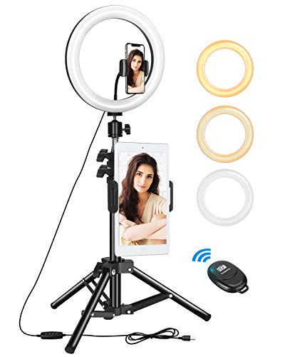 ELEGIANT Anillo de Luz Trípode LED 10.2", Aro de Luz con Trípode Soporte 1.34 m para Tableta/Móvil con Control Remoto Bluetooth, 3 Modos Luz + 11 Niveles Brillo para Tiktok Live Selfie Volg Youtube