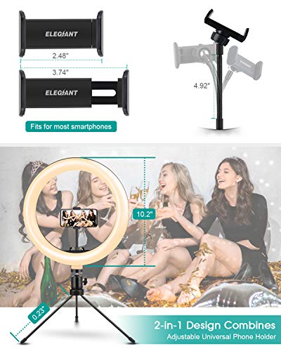 ELEGIANT Aro de Luz Trípode Fotografía, 10.2" Anillo de Luz Selfie con Control Remoto 120 LED 3 Modos 11 Niveles de Luz para TikTok Youtube Instagram Vlog Vídeo Maquillaje Enseñanza para iOS Android