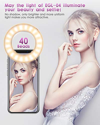 ELEGIANT Mini Anillo de Luz LED para Selfie y Fotografia, Aro de Luz con 4 Modos de Colores, Altura Regulable para Móvil Maquillaje Youtube Videoconferencia Live, Blanco