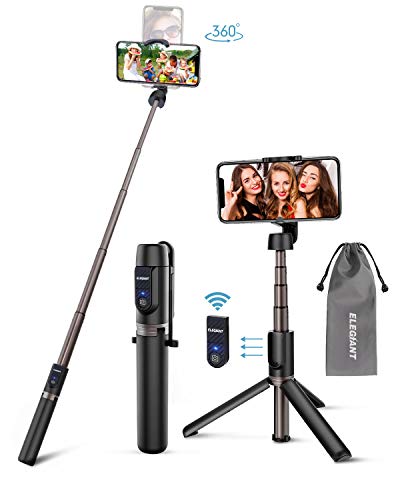 ELEGIANT Palo Selfie Trípode, 3 en 1 Bluetooth Stick Movil Deportivo Extensible de Control Remoto para Viaje Monopie con Obturador Rotación de 360 Grados Aleación de Aluminio Compatible Android iOS
