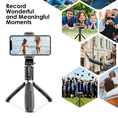 ELEGIANT Palo Selfie Trípode Bluetooth, 4 en 1 Selfie Stick Móvil con Control Remoto, Deportivo Extensible para Viaje, Monopié con Obturador Rotación 360° para Gopro, Mini Cámara, Celular Android iOS