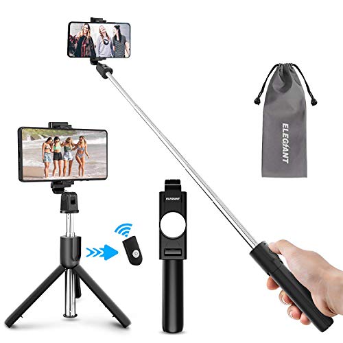 ELEGIANT Palo Selfie Trípode, Selfie Stick Móvil Bluetooth para Viaje Autofoto Extensible de Control Remoto Monopié 3 en 1 Obturador Deportivo Rotación 360 Grados para iPhone XS Samsung Huawei Xiaomi