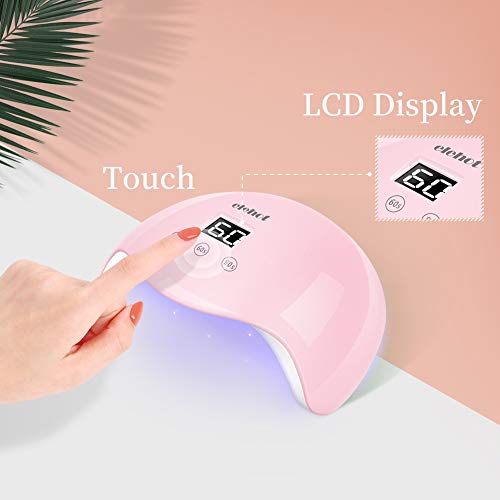 ELEHOT Lampara led uñas Pantalla LCD Secador de uñas de Botón Táctil Sensor Automático de infrarrojos 3 Temporizadores 30s, 60s y 90s (Lampara led uñas 15 LED)