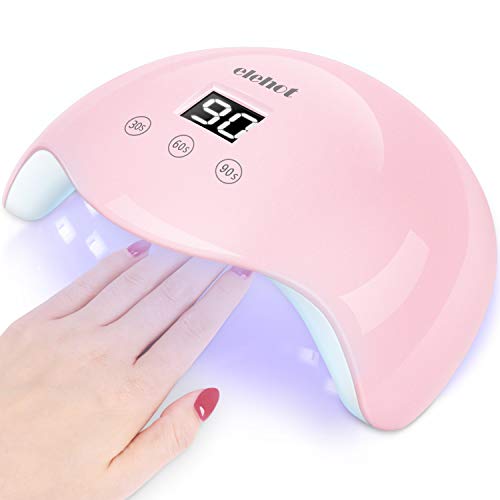 ELEHOT Lampara led uñas Pantalla LCD Secador de uñas de Botón Táctil Sensor Automático de infrarrojos 3 Temporizadores 30s, 60s y 90s (Lampara led uñas 15 LED)