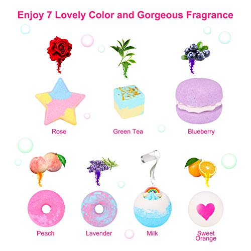 Eletorot Bolas de Baño,Bombas de Baño 7 Piezas Conjunto de Regalo Aromáticas para SPA y Relajación de Burbujas para Niños, Mujeres, Mamá, Novia