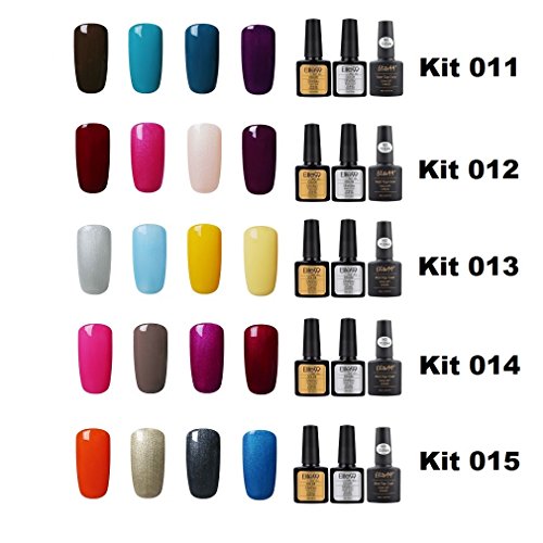 Elite99 Esmalte de Uñas Semipermanente Uñas de Gel UV LED Kit de Manicura 7pcs con Base Coat Top Coat de Brillo y Top Coat de Mate Pintauñas Soak off - Kit 002