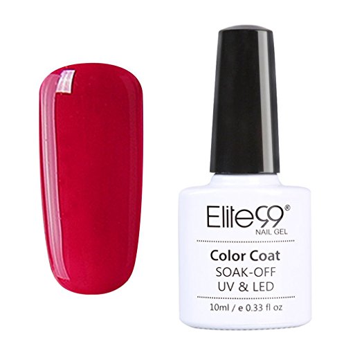 Elite99 Uñas de Gel Serie de Color Rojo Vino 4 pcs Esmalte Semipermanente Shellac Laca Soak Off Top Coat Base Coat UV LED Manicura Arte 10ml
