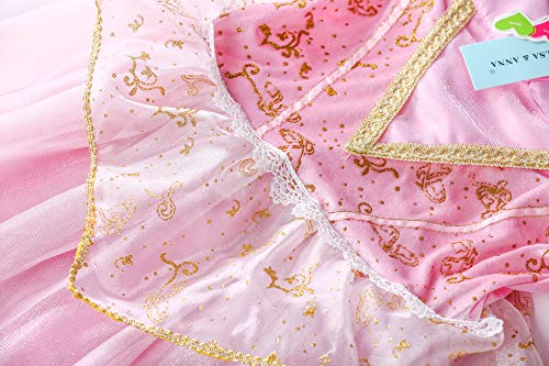 ELSA & ANNA® Princesa Disfraz Traje Parte Las Niñas Vestido Sleeping Beauty Vestido Aurora Vestido (Girls Princess Fancy Dress) ES-SLP01 (4-5 Años, Rosado)