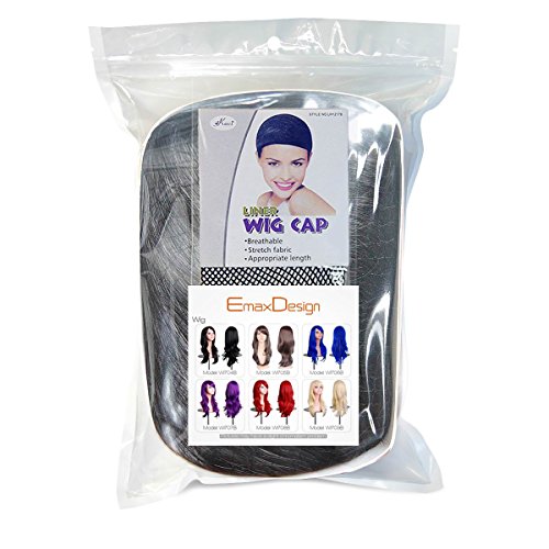 EmaxDesign Peluca de mujer de 70 cm de longitud Melena larga y con volumen, de estilo ondulado y resistente al calor, incluye rejilla para el pelo y peine para peluca(Color: Negro)