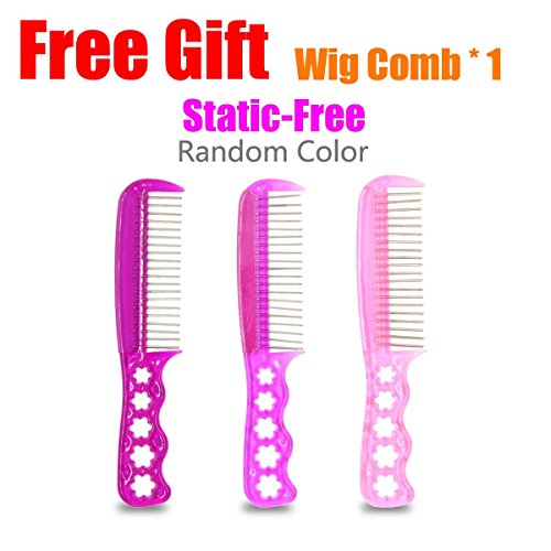 EmaxDesign Peluca de mujer de 70 cm de longitud Melena larga y con volumen, de estilo ondulado y resistente al calor, incluye rejilla para el pelo y peine para peluca(Color: Negro)