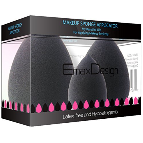 EmaxDesign Set de 3 esponjas para aplicar maquillaje, corrector, polvo, crema y colorete, sin látex, hipoalergénicas e inodoras