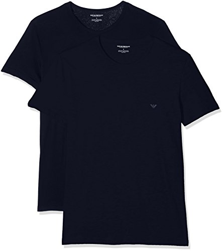 Emporio Armani 111647 Camiseta Interior, Azul (Navy Blue), Small (Tamaño del Fabricante:S) (Pack de 2) para Hombre