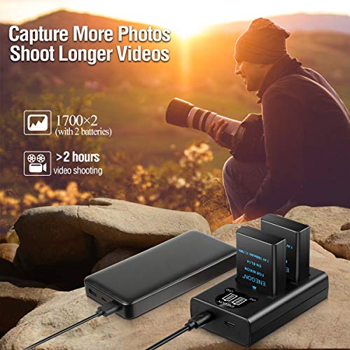 EN-EL14/EL14a Batería de Repuesto (Paquete de 2) y Smart LED Cargador Dual USB para Nikon EN-EL14/EL14a y Coolpix P7000,P7800 DSLR D3100,D3200,D3300,D3400,D5100, D5200,D5300,D5500,DF