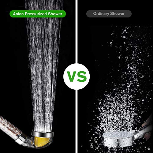 Enibon Alcachofa de Ducha de Mano, Cabezal de Ducha con Manguera, Vitamina C Filtro Ducha Alta Presión Ahorra Agua, Vita Shower de Iones Negativos Elimna Cloro y Flúor, Descalcificador de Agua
