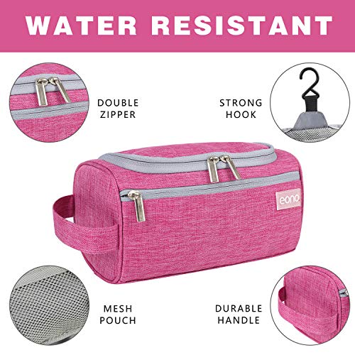 Eono by Amazon - Bolsas de Aseo Neceser Avion Unisexo Neceseres de Viaje Toiletry Bag Neceser Maquillaje con Gancho para Colgar Bolsa de Cosmético Impermeable Organizador de Viaje, Fucsia