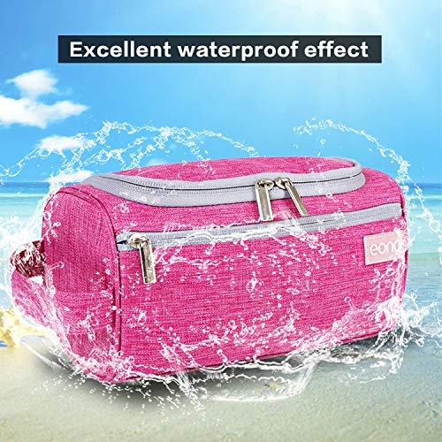 Eono by Amazon - Bolsas de Aseo Neceser Avion Unisexo Neceseres de Viaje Toiletry Bag Neceser Maquillaje con Gancho para Colgar Bolsa de Cosmético Impermeable Organizador de Viaje, Fucsia