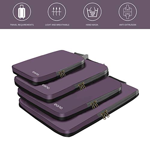 Eono by Amazon - Organizadores de Viaje de compresión expandibles, Impermeable Organizador para Maletas, Organizador de Equipaje, Cubos de Embalaje, Compression Packing Cubes, Gris, 4 Set