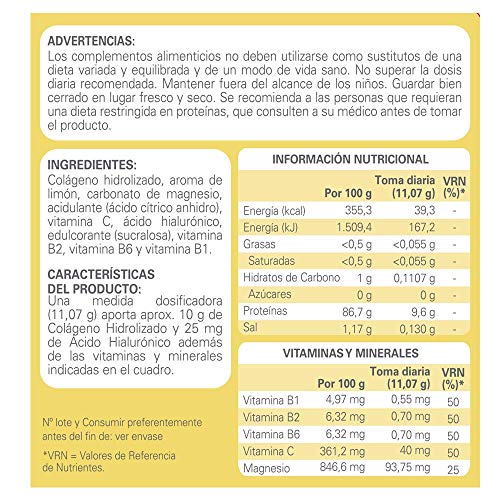 Epaplus Articulaciones Colágeno + Ácido Hialurónico + Magnesio. 30 Días (332g Sabor limón)