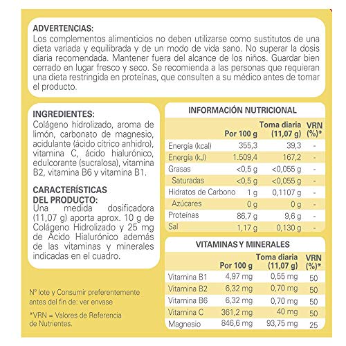 Epaplus Colágeno + Ácido Hialurónico y Magnesio- 30 Días (332 gramos, sabor limón)