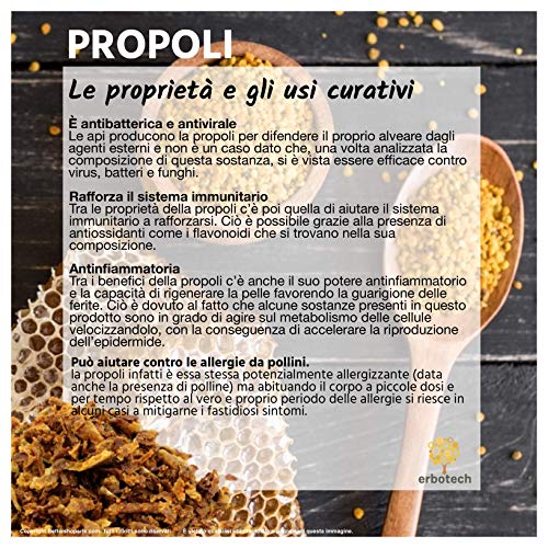 ERBOTECH Propoleo (Propolis) Spray 30 ml,tintura madre extracto puro adecuado para NIÑOS, remedio natural para el dolor de garganta y tos, contribuye al bienestar del tracto respiratorio,Made in Italy