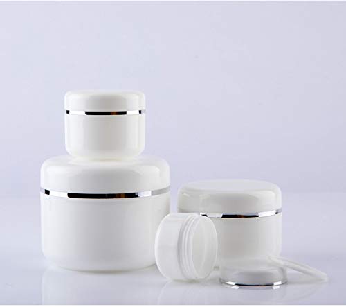 ericotry - Tarros de plástico vacías con tapa de cúpula, 20 ml, 50 ml, 100 ml, color blanco y plateado