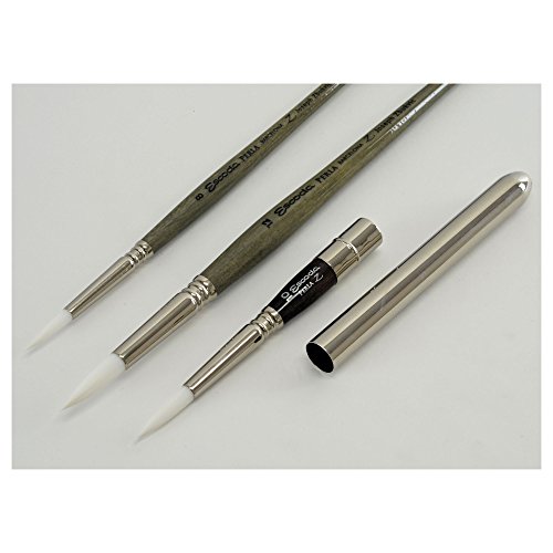 ESCODA Set 3 Pinceles Acuarela - N.8,10,12 Redondo Punta Pelo Sintético Set 1 Joseph Zbukvic Serie Perla Profesional Brochas Fabricado a Mano en España.
