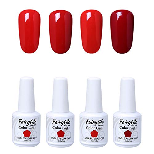 Esmalte de Uñas Semipermanente Kit de Esmaltes Semipermanentes Uñas de Gel de Colores Pintauñas Manucira Soak off 4pcs 15ml de Fairyglo - F1503