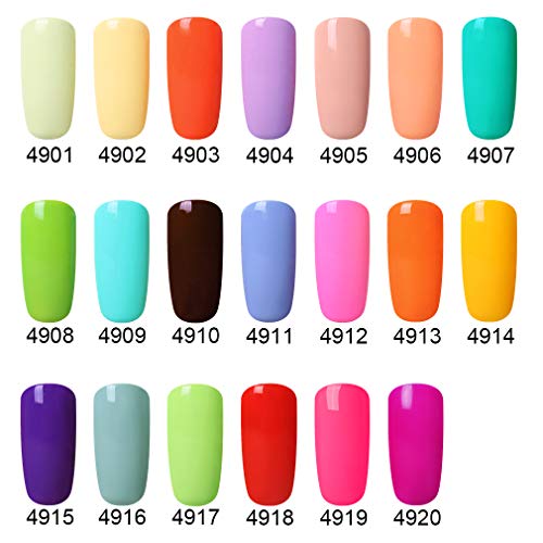 Esmalte de Uñas Semipermanentes Set de Uñas Pintauñas Manicura Semipermanente Color Uñas de Gel UV LED Soak Off 20pcs 8ml de Fairyglo - Macaron kit 009