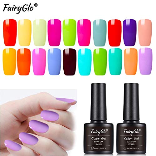 Esmalte de Uñas Semipermanentes Set de Uñas Pintauñas Manicura Semipermanente Color Uñas de Gel UV LED Soak Off 20pcs 8ml de Fairyglo - Macaron kit 009