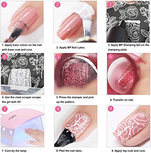 Esmaltes de Gel Estampado Uñas Kit, MYSWEETY 8 Colores Nail Art Stamping Gel Set con 4 Estampado Uñas Mandala, 2 Raspadores, 2 Estampadores Silicona