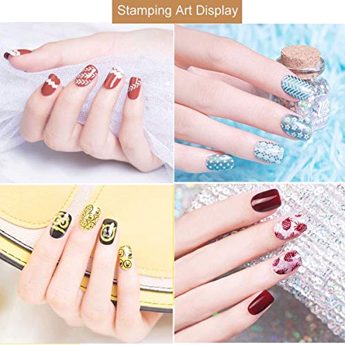 Esmaltes de Gel Estampado Uñas Kit, MYSWEETY 8 Colores Nail Art Stamping Gel Set con 4 Estampado Uñas Mandala, 2 Raspadores, 2 Estampadores Silicona